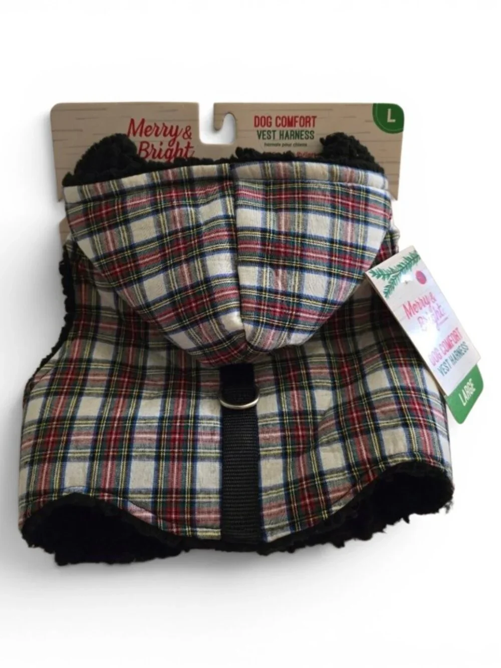 Christmas Plaid Dog Harness Vest Large Merry & Bright Holiday Pet Coat NEW
